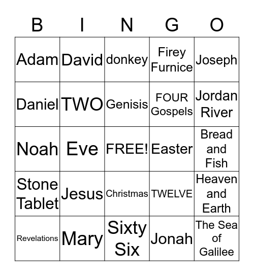 Bible Bingo Card
