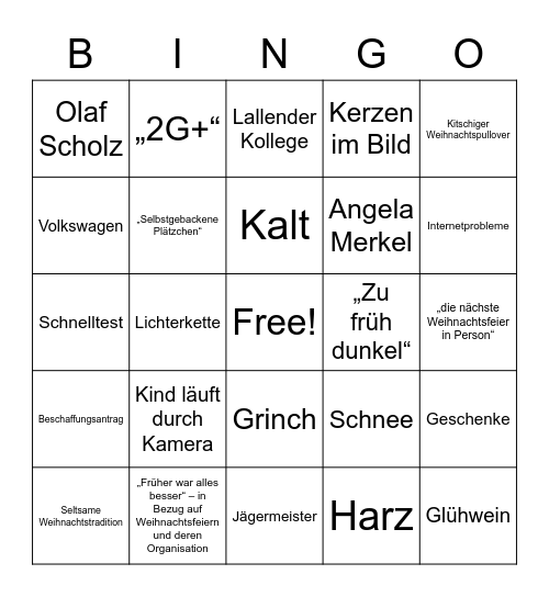 IWF - Weihnachtsbingo Card