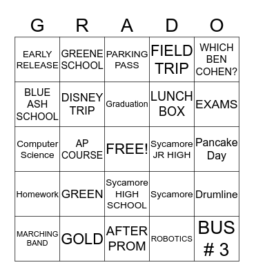 GRADO Bingo Card