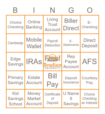 Consumer Accounts BINGO! Bingo Card