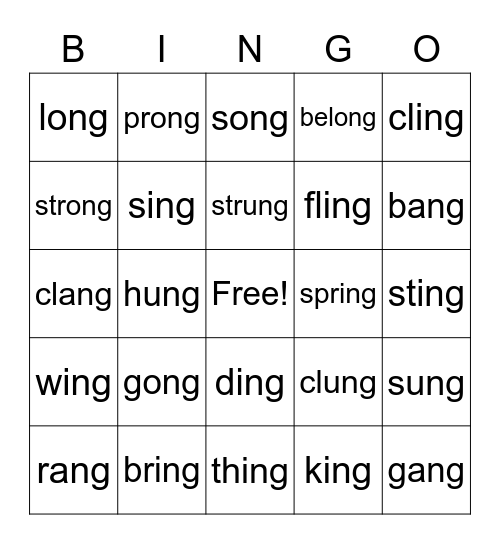 NG Bingo Card
