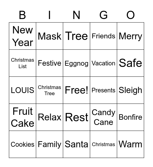 Holiday BINGO with LOUIS Bingo Card