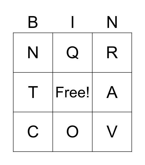 Alphabet Bingo Card