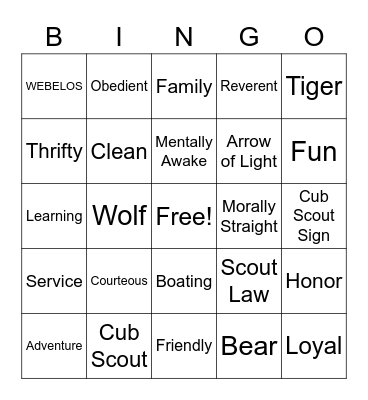 SCOUTING BINGO Card