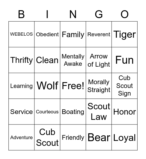 SCOUTING BINGO Card