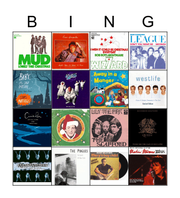 Christmas Song bingo Card