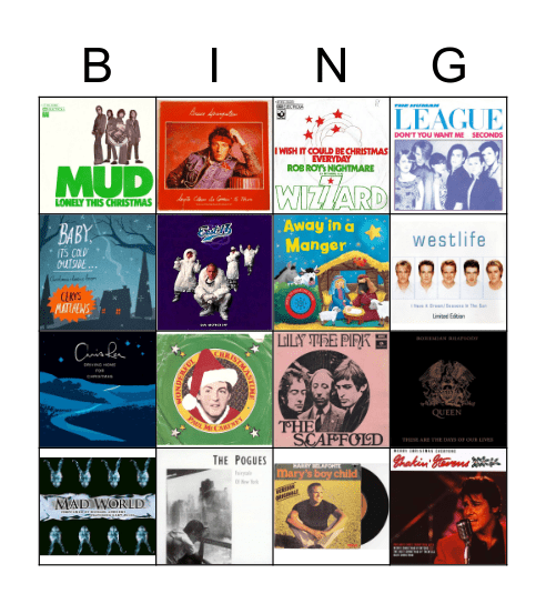 Christmas Song bingo Card