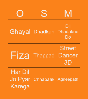 OrangeSlates Mentor Party Bingo Card