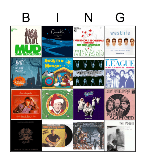 Christmas Song bingo Card
