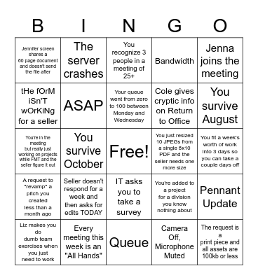 Designmas 2021 Bingo Card