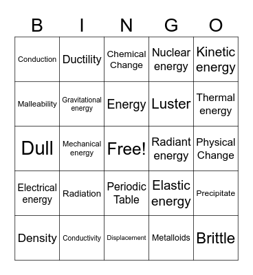 Vocabulary Bingo Card