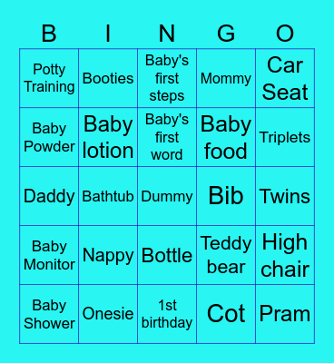 Baby Shower Bingo Card