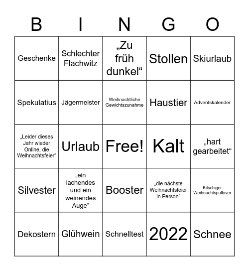 IWF - Weihnachtsbingo Card