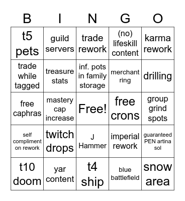 Copium Ball Bingo Card