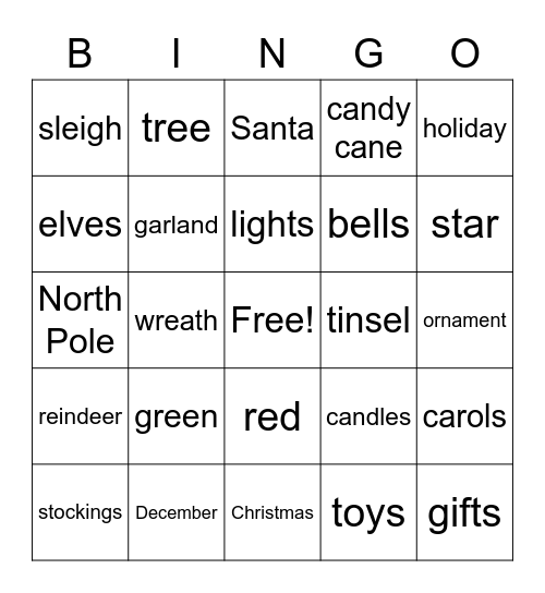 Christmas Bingo Card