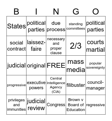 Government Bingo Card