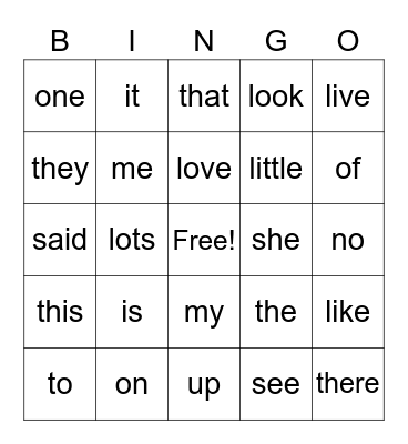 Emily's Bingo Card