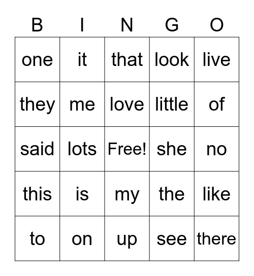 Emily's Bingo Card