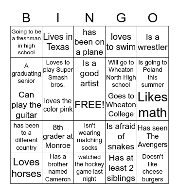 Human Bingo Card