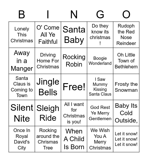 ICG CHRISTMAS SINGING BINGO!!!! Bingo Card