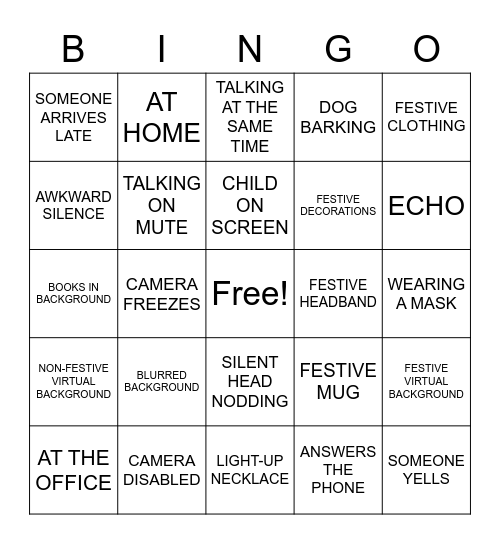 State Library Virtual Holiday Party BINGO Card