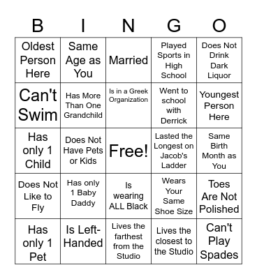 DNS Fitness Holiday Party Bingo Card
