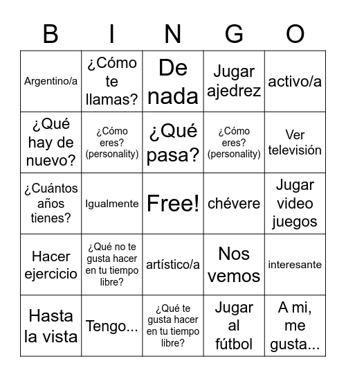 sonam Bingo Card