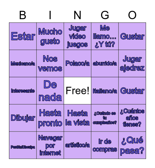 Sharon Ni Bingo Card