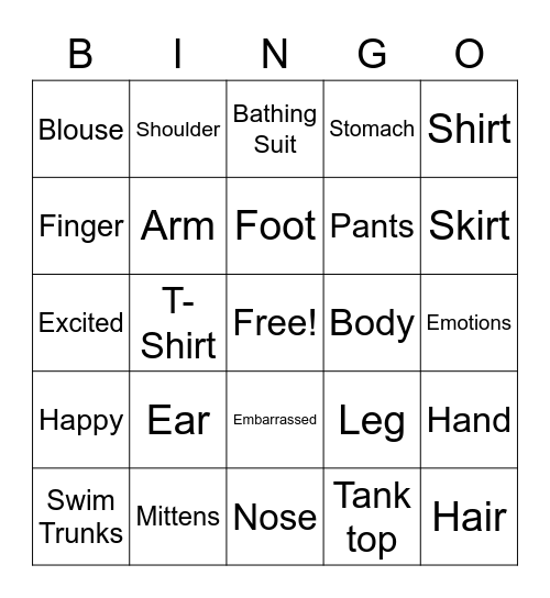 Bingo Chapter 13, 15,16 Bingo Card