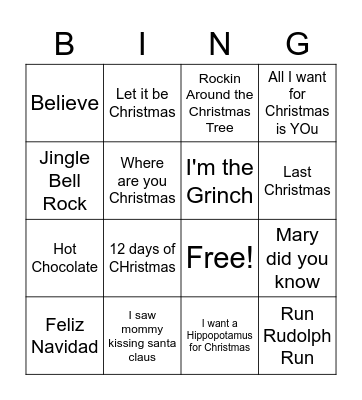 Christmas Mucis Bingo Card