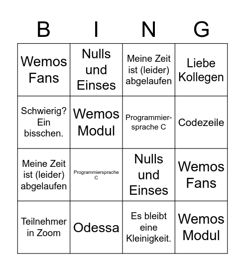 Brovkov Bingo Card