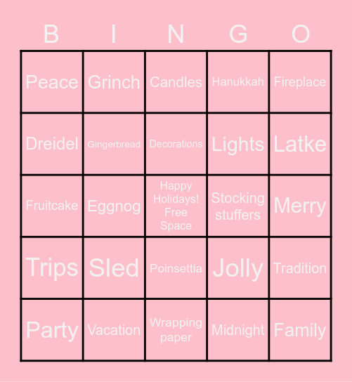 Savanta Holiday Bingo Card