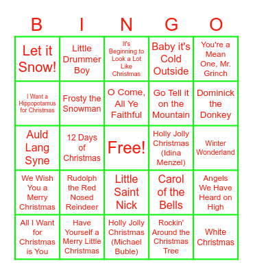 Christmas Bingo Card