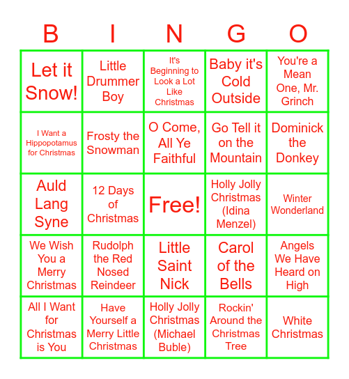 Christmas Bingo Card