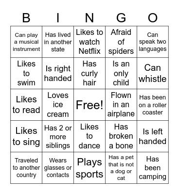 Social BINGO Card