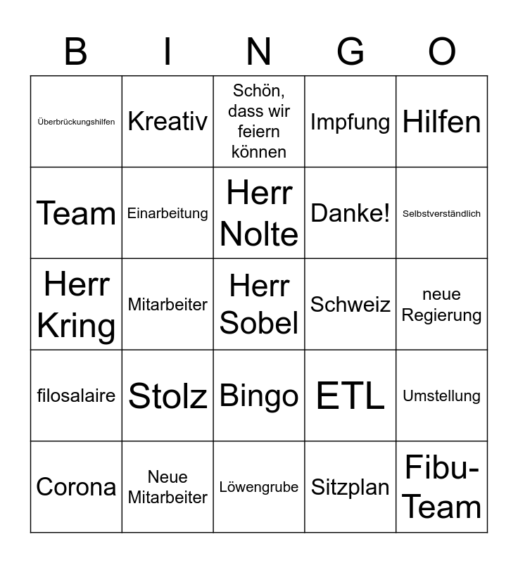 Weihnachtsfeier Bingo Card