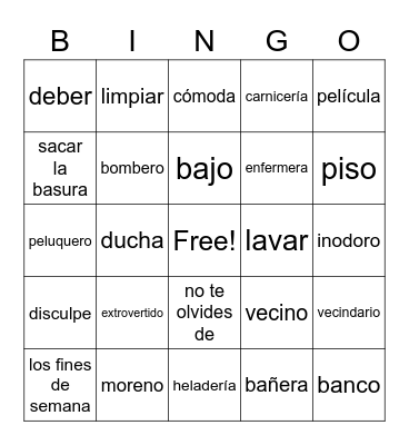 Chapters 1-3 BINGO_Spanish 3-4 Bingo Card