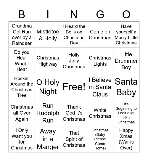 ROCKIN' CHRISTMAS BINGO Card