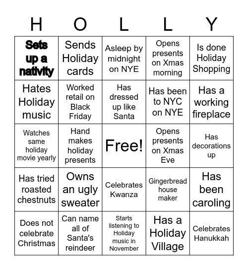 Holiday Bingo Card