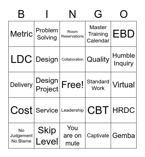 Team Building Bingo Card