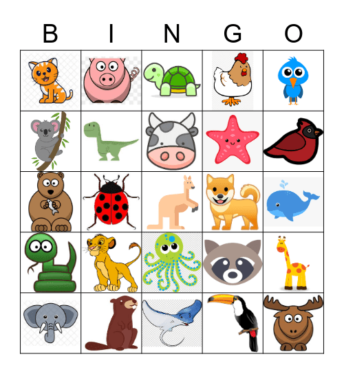 Animals Bingo Card