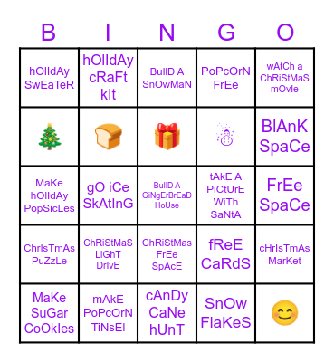 Team Event Bingo Card