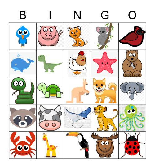 Animals Bingo Card