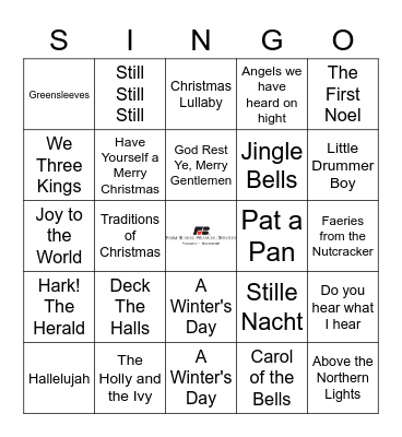 Mannheim Steamroller Christmas Bingo Card