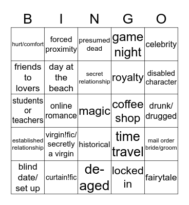 Tropes Bingo Card