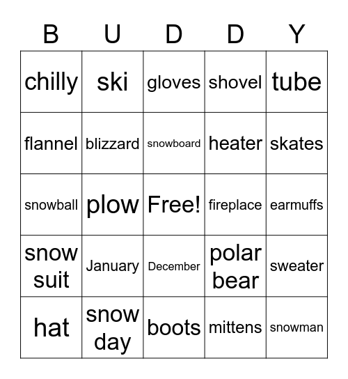 Winter Bingo Card