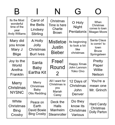 Christmas Bingo R2 Bingo Card
