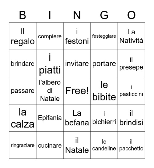 Feste Bingo Card