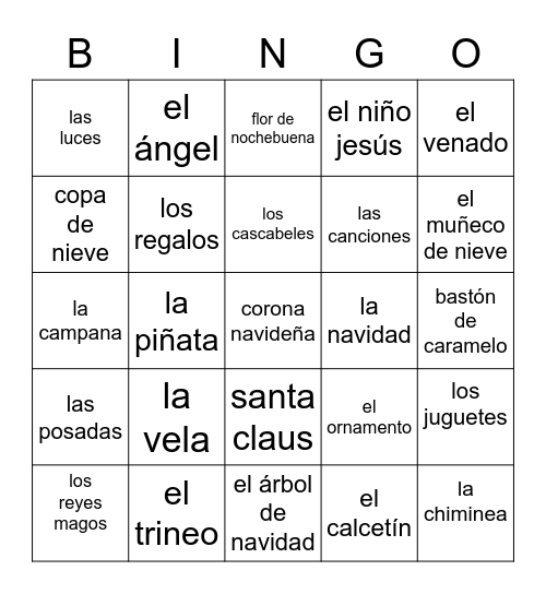 La navidad Bingo Card