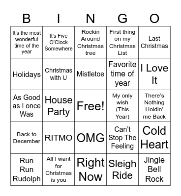 Christmas - NYE Bingo Card